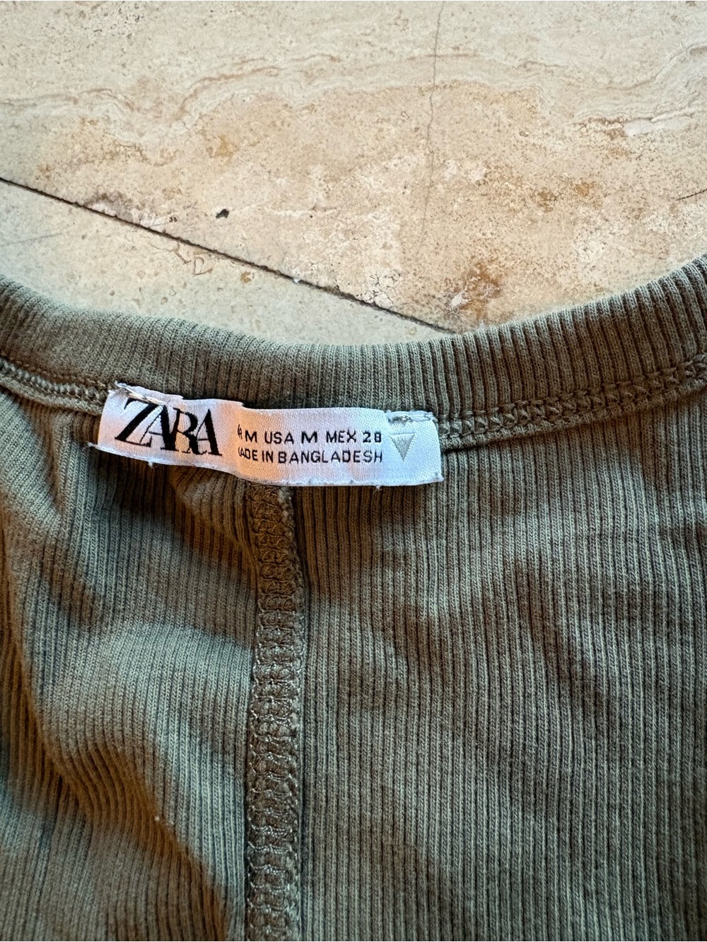 Zara Olive Green Ribbed Racerback Tank - Picture 3 of 4